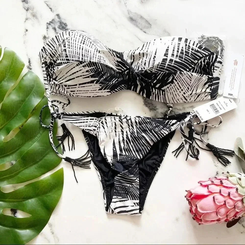 PilyQ Nassau Goddess Bandeau Bikini Set NWT